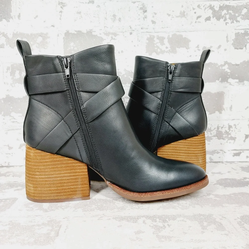 NEW Kork Ease Joelle Black Leather Ankle Boots H787 - Picture 3 of 13